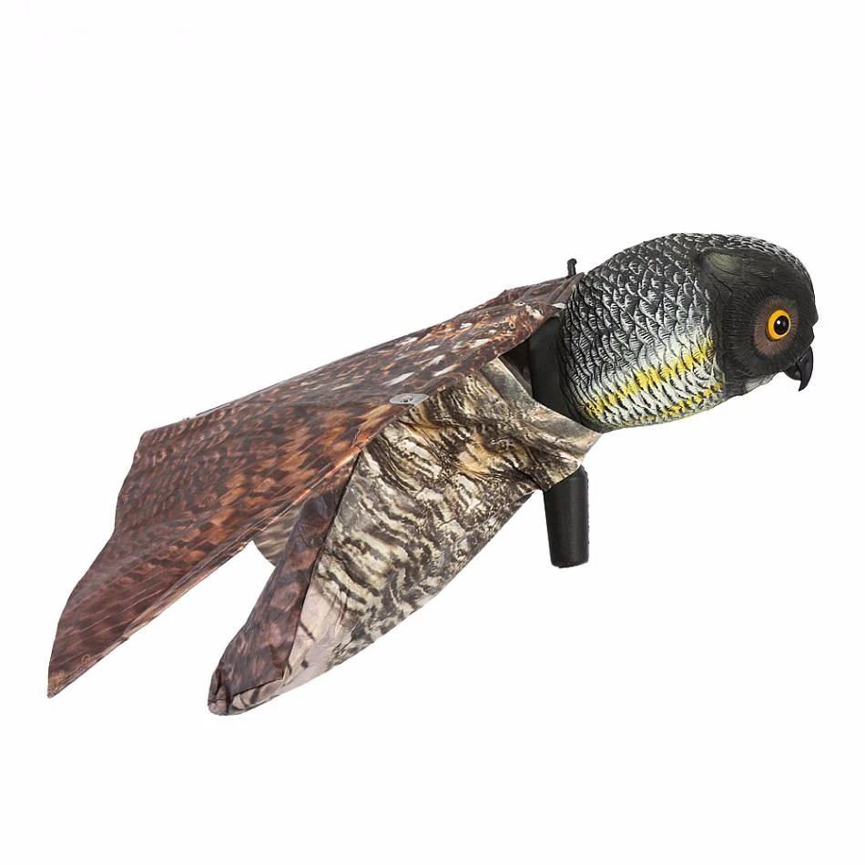 Fake Prowler Owl Bird Scarer with Moving Wing Garden Scarecrow Predator Decoy Pest Garden Yard Bird Repellent Outdoor Pest