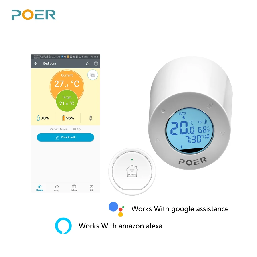 Thermostatic radiator thermal head valve WiFi Smart programmable Thermostat Controller Thermoregulator works with Alexa Google