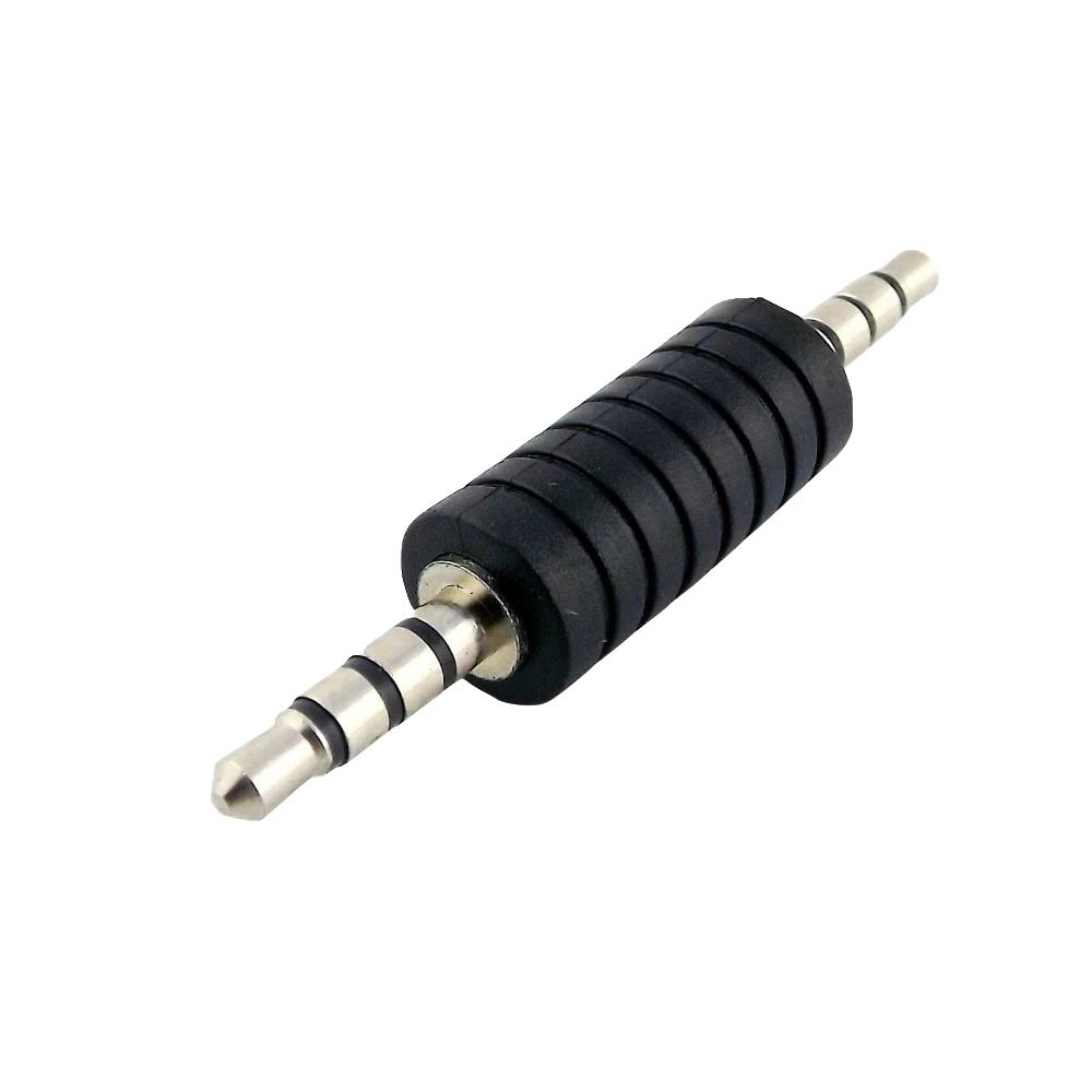 1x 3.5mm Male to 3.5mm Male 4 Pole TRRS Stereo Audio Headphone Male to Male Adapter Nickel Plated Converter Black