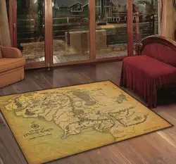 Retro Middle-Earth Map Lord Floor Area Rug Carpet Room Doormat Non-slip Mat Fan Gift