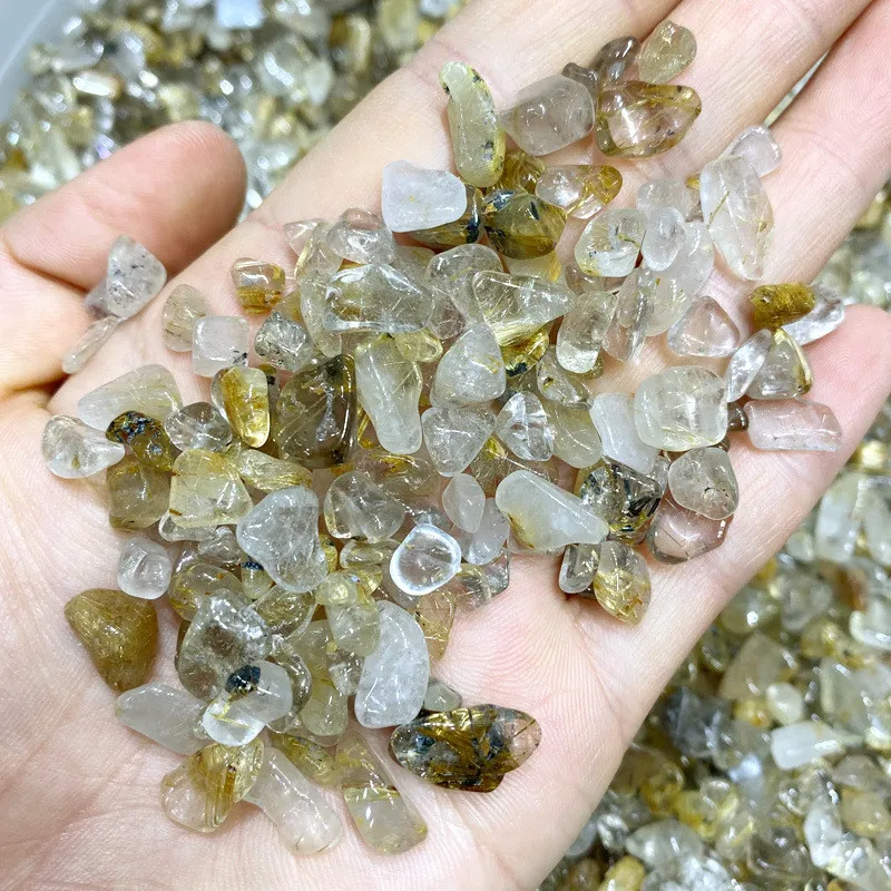 100g natürliche Quarz rutil ierte getrommelte Steine Kristalle und Mineralien Aquarium c789 Natursteine und Mineralien fallen Versand