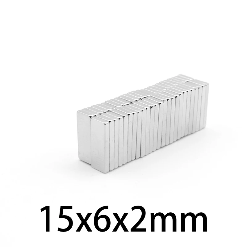 10-300pcs 15x6x2mm Block Super Strong Magnetic Magnets 15mmx6mmx2mm Permanent Neodymium Magnet 15*6*2mm N35 15*6*2