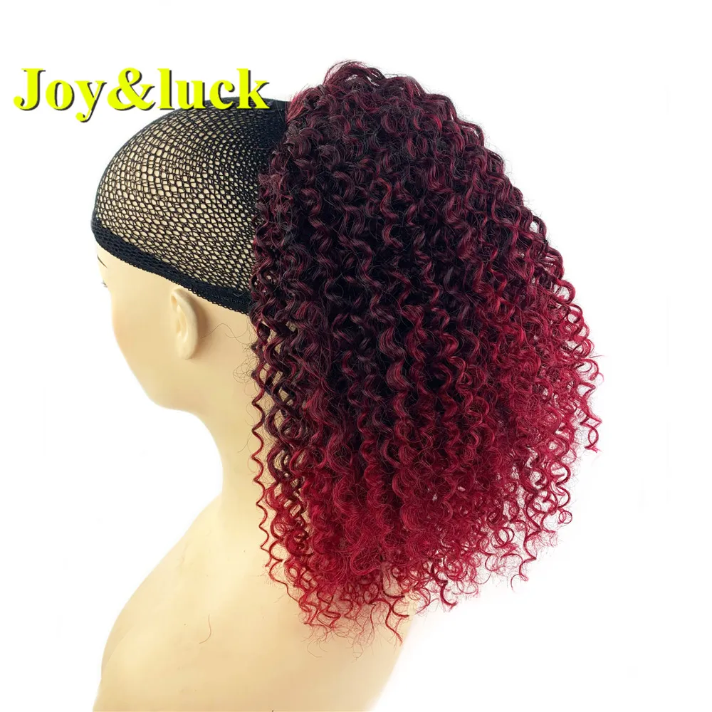 Joy & luck-coleta Afro rizada con cordón, moño de pelo corto para mujeres negras, moño de pelo sintético