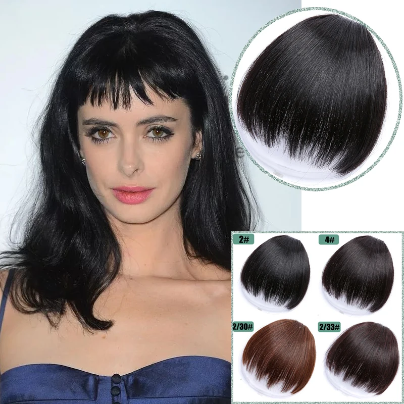 Clipe Sintético Na Extensão Do Cabelo Para Mulheres, Bangs De Ar Natural, Pedaço De Franjas Falsas, 24 Cores