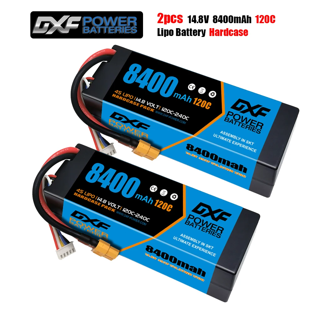 DXF 4S 8400mAh 14.8V 120C Graphene Lipo Battery Racing Series HardCase with EC5 XT90 Plug for RC Car Truck Truggy 1/8 Buggy