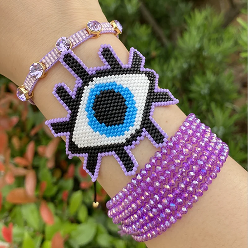 BLUESTAR MIYUKI Bead Bracelet For Women Turkish Evil Eye Pulseras Mujer Moda Crystal Bead Bracelet