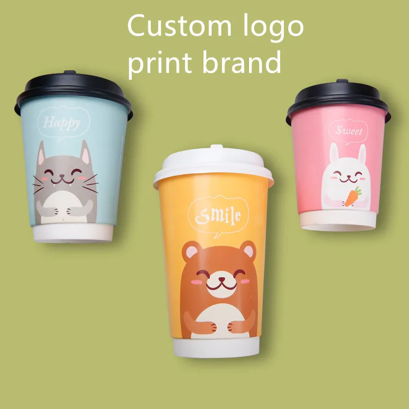 500pcs Custom hollow double-layer paper cup 9oz 250ml thickening thermal insulation disposable coffee cups print logo brand