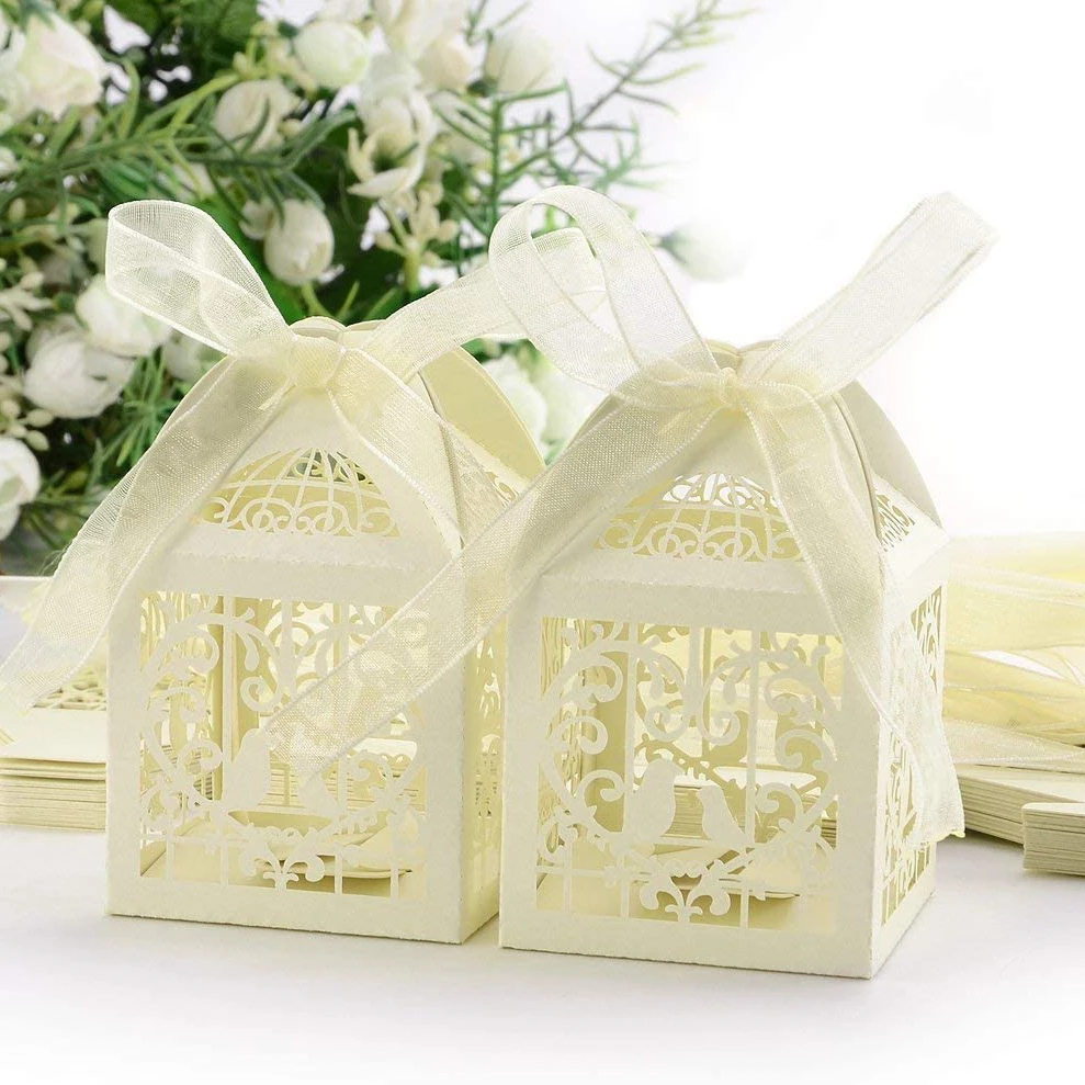 

Laser Cut Wedding Favor Boxes,Classical Bird Style Candy Gift Boxes Rustic Wedding Decoration Bridal Shower Party Favor Birthday