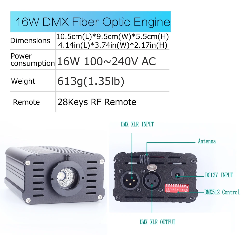 DMX 16W RGBW светодиодный волоконно-оптический двигатель RF пульт дистанционного управления для всех видов оптоволоконных кабелей потолочный драйвер освещения