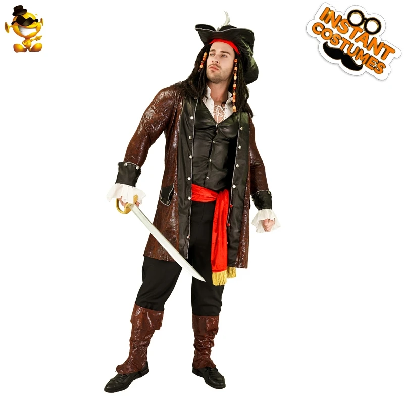 Halloween Costume Men Pirate Cosplay Pirate Costume Men Adults Purim Christmas Party Luxury Buccaneer Outfits Role Play Coat