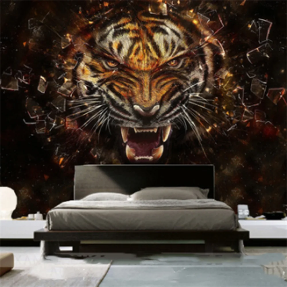 Tiger lion leopard simple modern wall covering personality art wallpaper mural living room sofa TV background wall paper