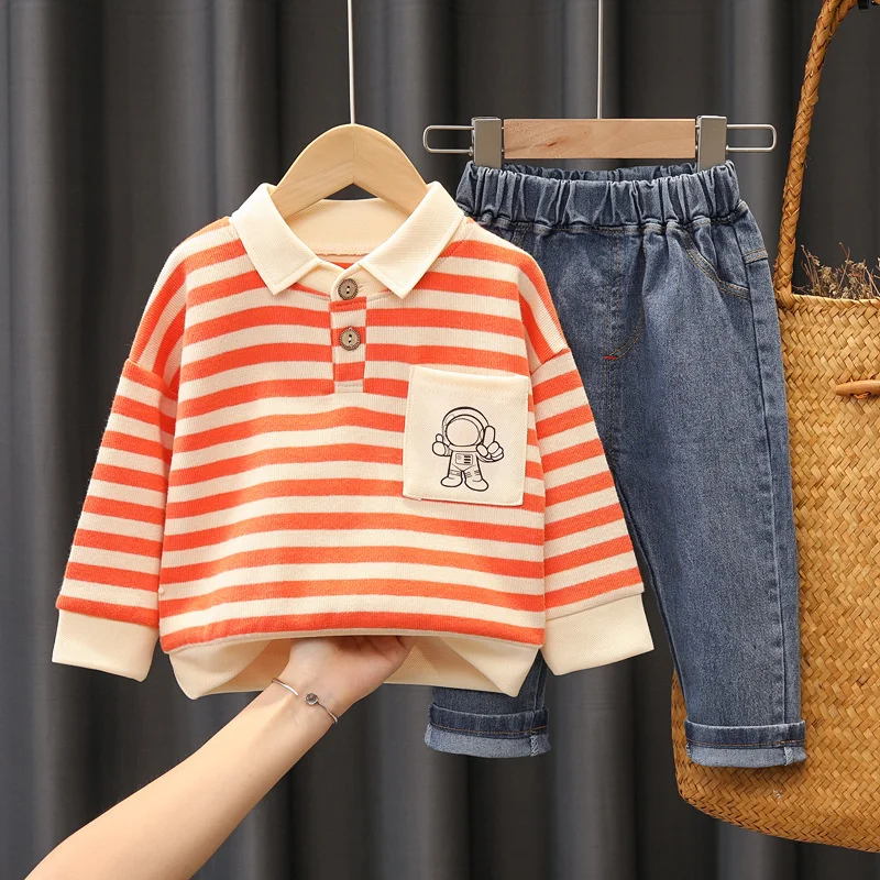 New Spring Autumn Baby Boys Girls Clothes Fashion Striped Children T-Shirt Pants 2Pcs/Set Toddler Casual Costume Kids Tracksuits