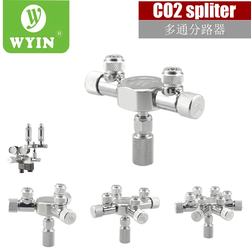 WYIN Edelstahl Aquarium Multi Weg CO2 Distributor Splitter Nadel Ventil, Überprüfen Ventil Blase Zähler für Magnet Regulat