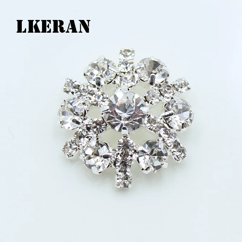 10pcs Snowflake 25mm Flower Rhinestones Buttons Shank Sewing Button Wedding Decoration Diy Metal Diamond Crystal Bow Accessories