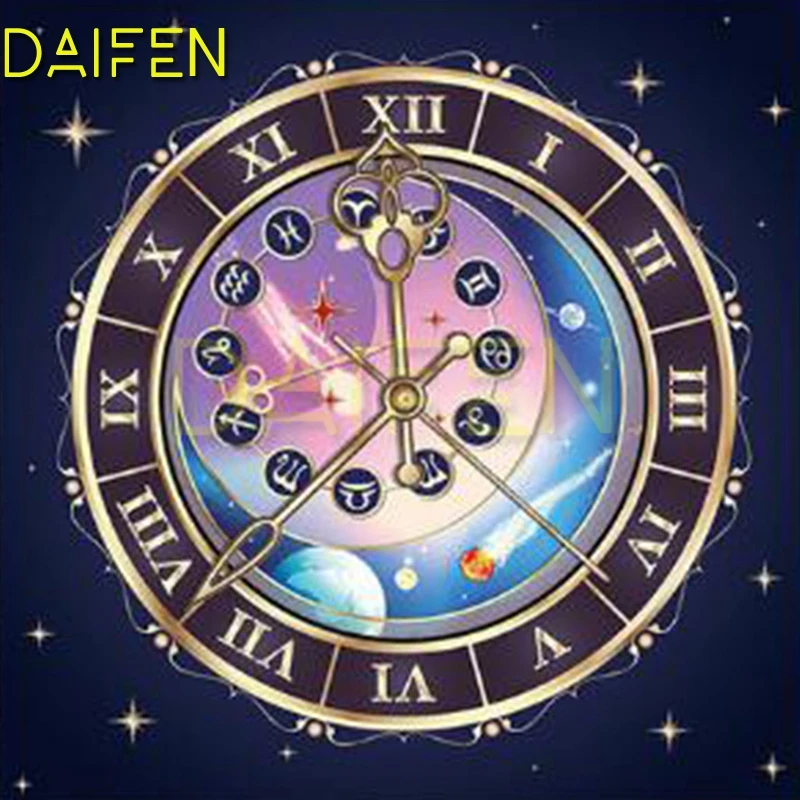 Full Round Diamond mosaic Planet Full Square Diamond painting Twelve constellation clock 5D DIY Diamond embroidery Cross stitch