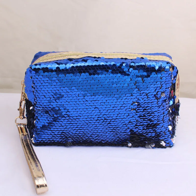 Fashion Shiny Sequin Portable Cosmetic Bag Organizer Holder Zipper Makeup Case Travel Storage Bag Women Girls Beauty Wash Pouch