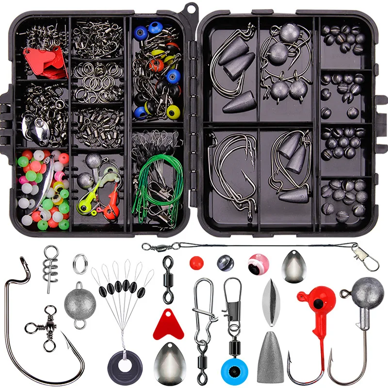 

257Pcs/Set Fishing Accessories Kit Set With Hooks Snap Sinker Weight For Carp Bait Lure Ice Winter Accessoires Tackles Box