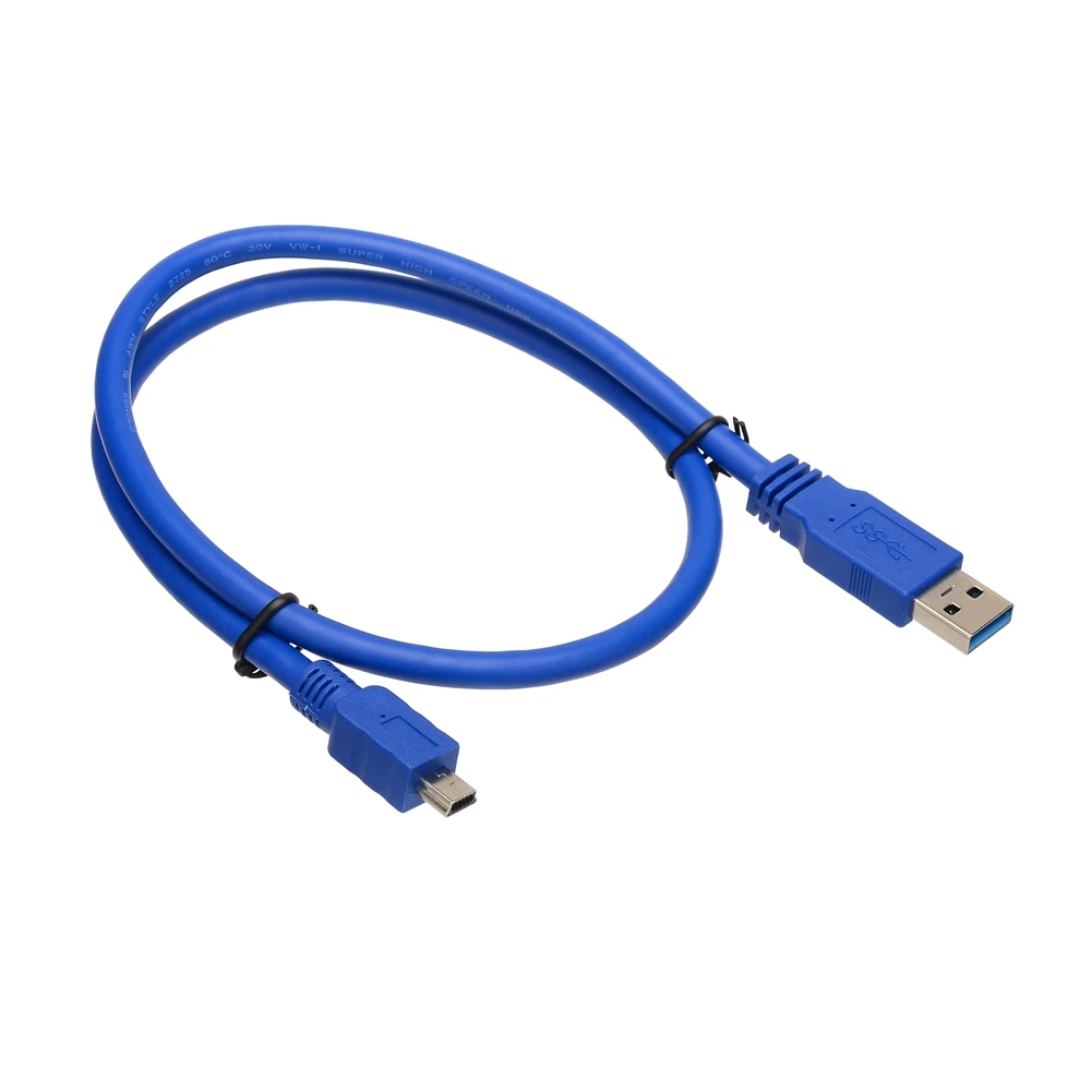 10pin Mini kabel USB 3.0 SuperSpeed USB 3. W wieku 0 niebieski kabel-typ A-męski na Mini B 10-Pin męski-1 metr (3 stopy)-okrągły niebieski