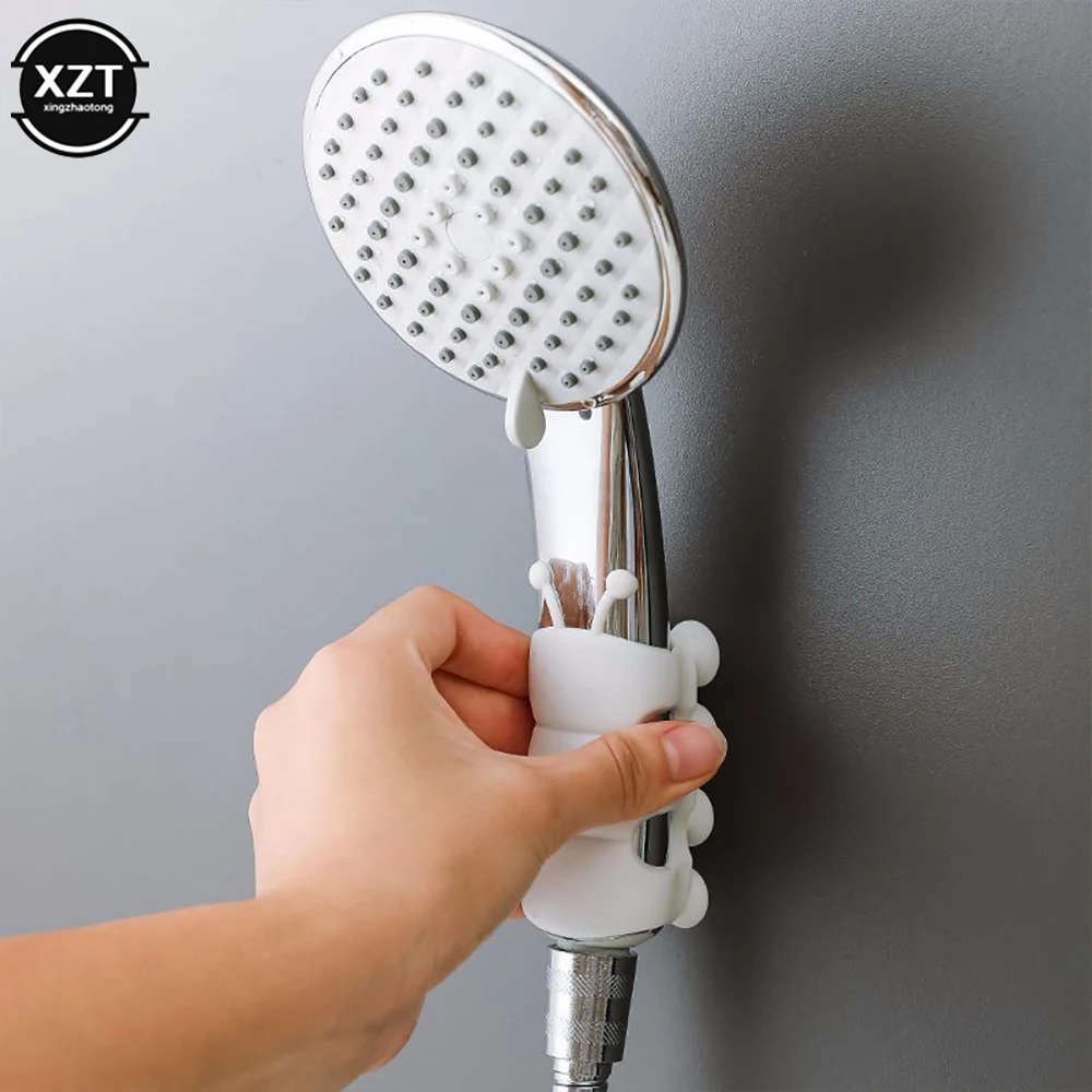 New Shower Head Holder Durable Reusable Removable Silicone Shower Handheld Wall Mount Suction Cup Shower Bracket Bathroom Tool