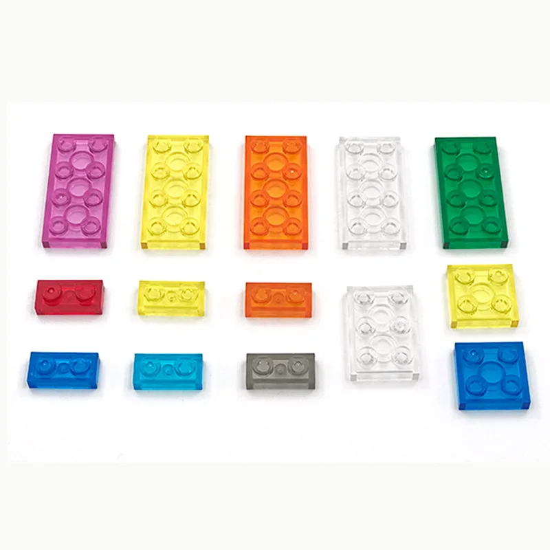 

100g Bulk Parts Transparent Clear Thin Bricks 4 Size Mixed Colors Building Blocks Figures MOC Model Assemble Toys for Children