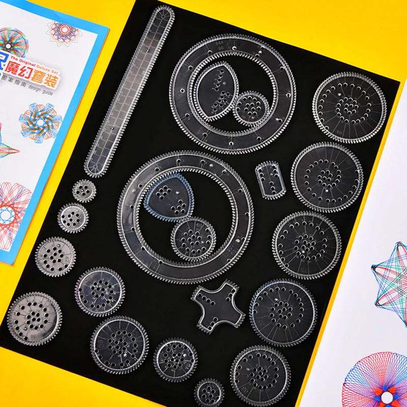 22pcs/set Gears Wheels Drawing Accessories Spirograph Painting Toys Kit Interlocking Kids Creative Educational Toy Spirographs