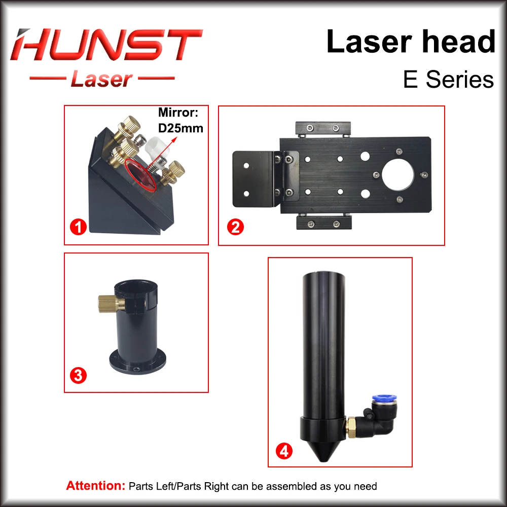 Imagem -06 - Cabeça do Laser do Co2 da Série de Hunst e para a Lente D20 mm Fl50.8 & 63.5 & 101.6 mm Espelho 25 mm para a Gravura e a Máquina de Corte do Laser