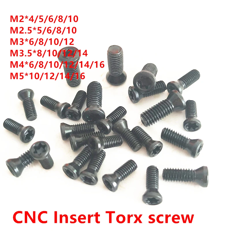 100pcs M2 M2.5 M3 M3.5 M4 M5 CNC Insert Torx Screw for Replaces Carbide Inserts Cutter Bar Lathe Tool Screw 12.9 alloy steel