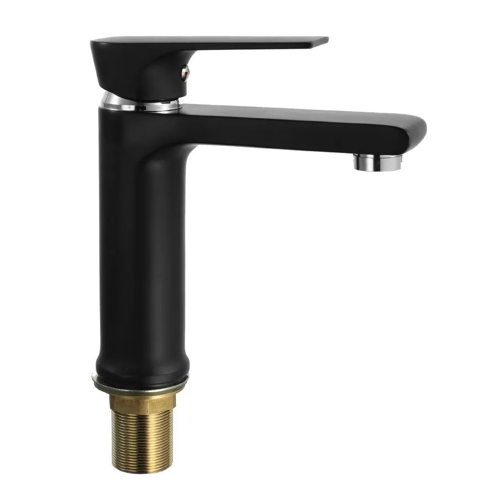 

European-style Basin Single-hole Frosted Surface Single Linked Bathroom Faucet Black Water Tap Waterfall Faucets