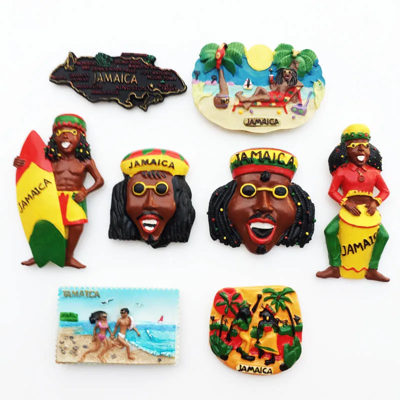 Jamaica Tourist Fridge Magnet Souvenir Creative Cultural Landscape Beach Hand Drum 3d Magnet Fridge Home Decoration Accessories