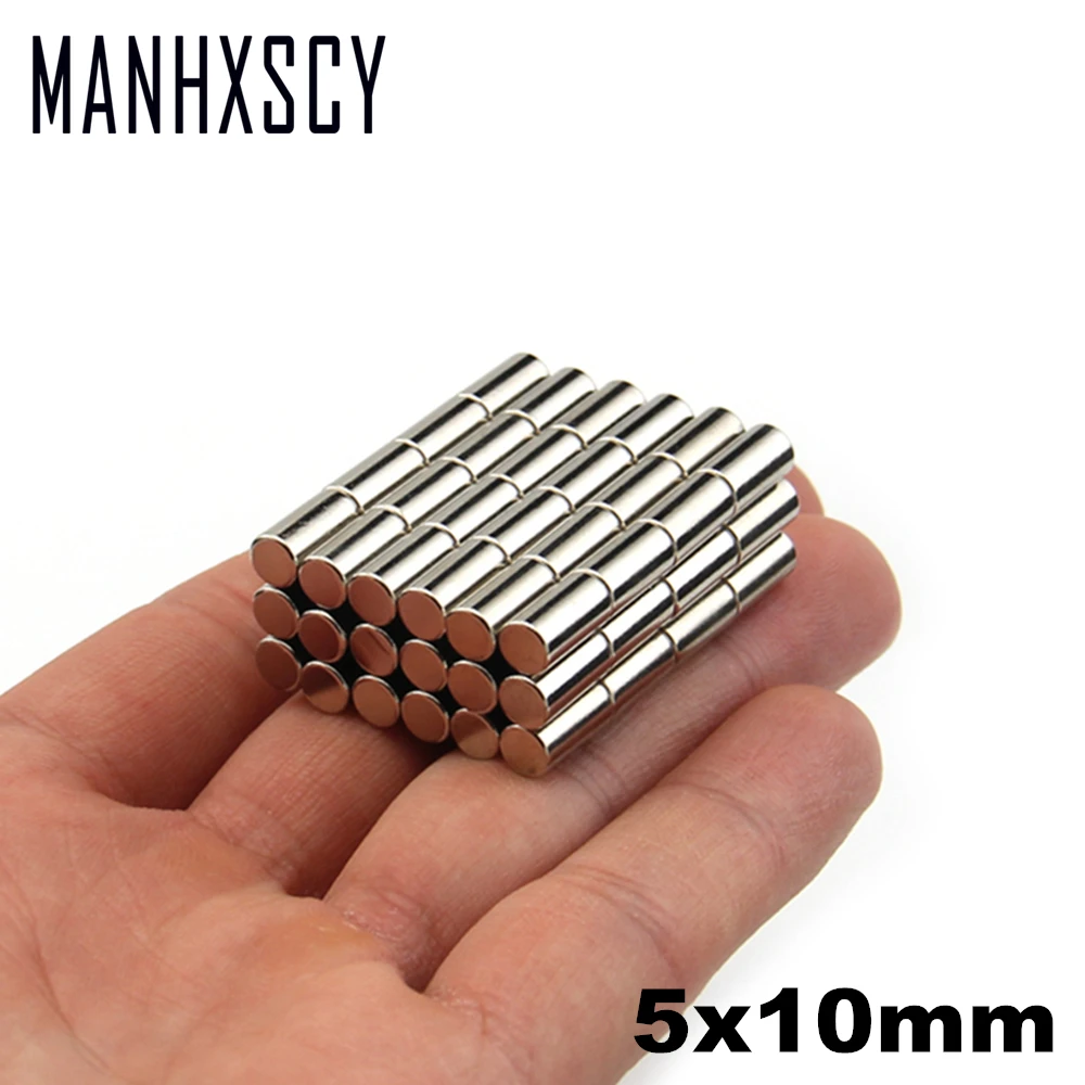 

1000pcs Neodymium N35 Dia 5mm X 10mm Strong Magnets Tiny Disc NdFeB Rare Earth For Crafts Models Fridge Sticking magnet 5x10mm