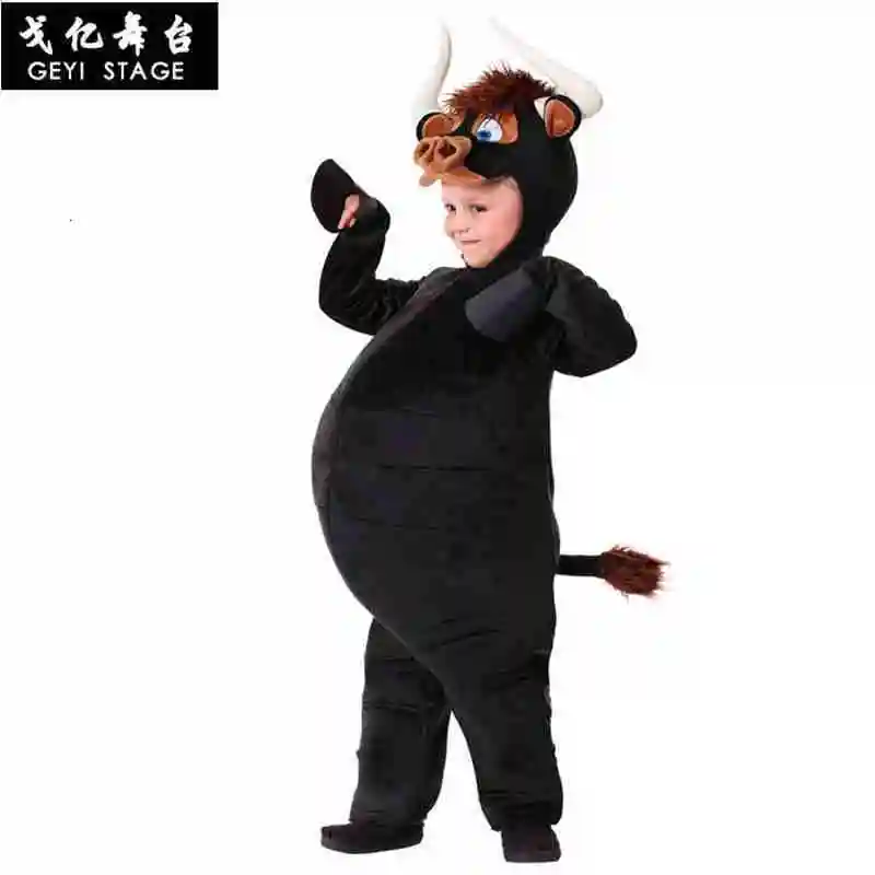 Neue Halloween Party Kostüm Jungen Kinder Kinder schwarze Tiere Ferdinand Bull Cosplay Karneval Kostüm Cartoon Overalls