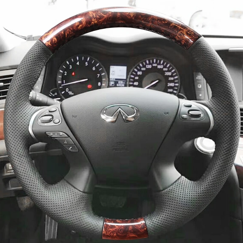 For Infiniti Q70 QX60 DIY imitation peach grain leather suede steering wheel cover car wheel cover