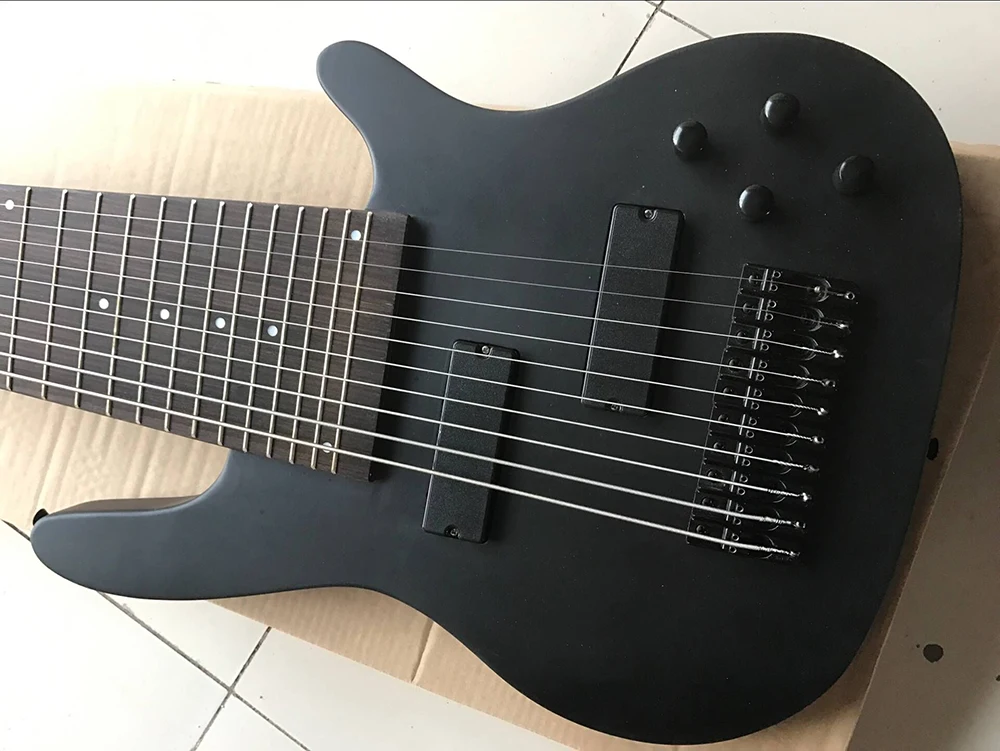 10 Strings Matte Black Electric Bass with Rosewood Fretboard, 24 Frets,Providing Customized Service