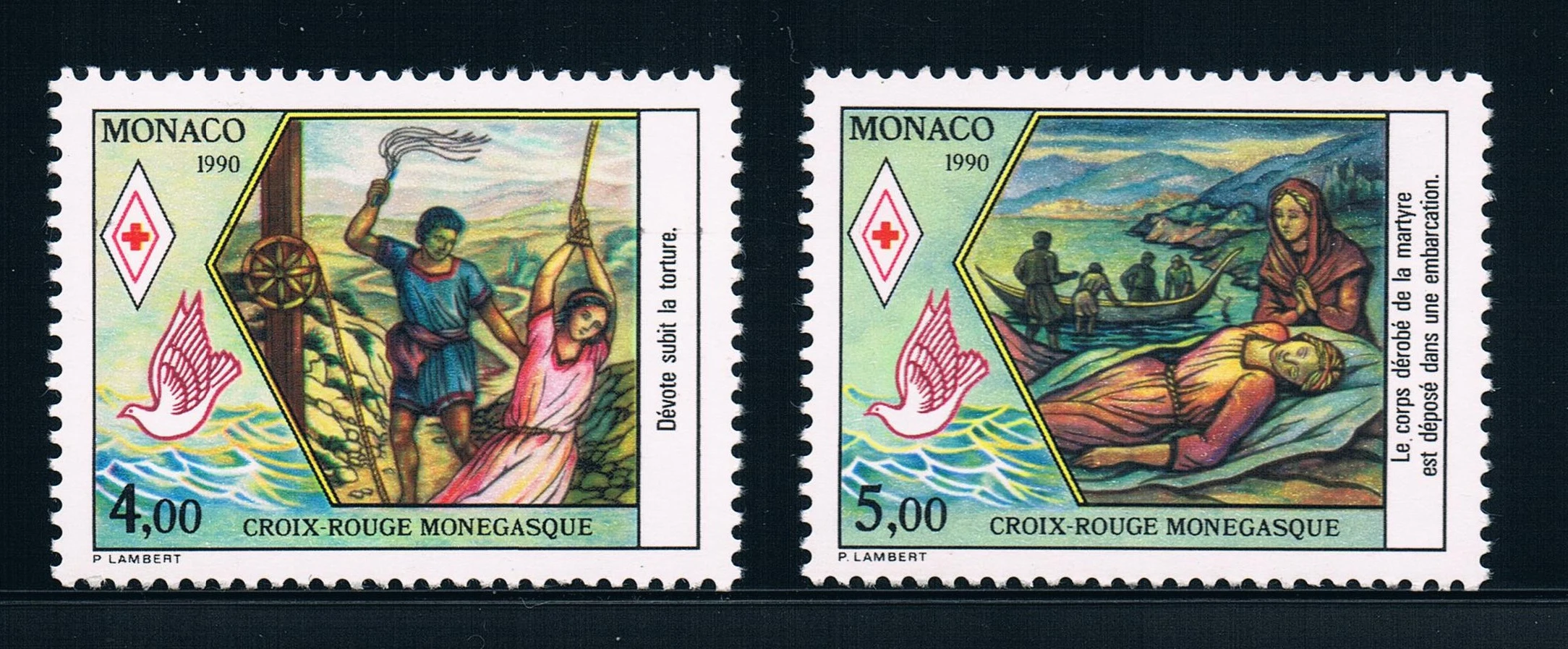 

2Pcs/Set New Monaco Post Stamp 1990 Patron Saint Dwight Stamps MNH