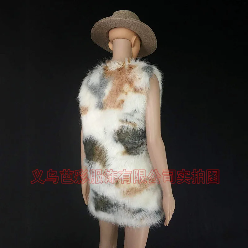 Women Jacket Faux Fur Vest Elegant Personality Long Furry Sleeveless V Neck Fashion Slim Fur Casual Jackets For Women