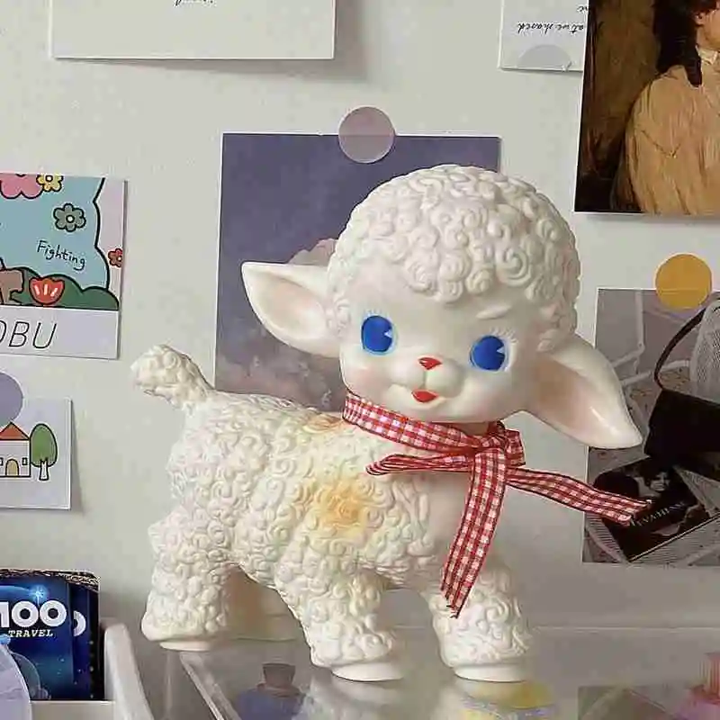 Retro klassische Gummi Schaf Puppe süße Mädchen Schatz Stimme Tier Geschenk Modell Lamm statische Schreibtisch Zimmer Wohnaccessoires Ornamente – Detail 4