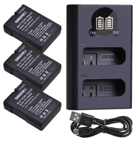 EN-EL14 EN EL14 Battery with Dual Charger for Nikon EN-EL14a D3100 D5500 D5300 D5600 D3300 D3400 Coolpix P7000 D3500 DSLR Camera