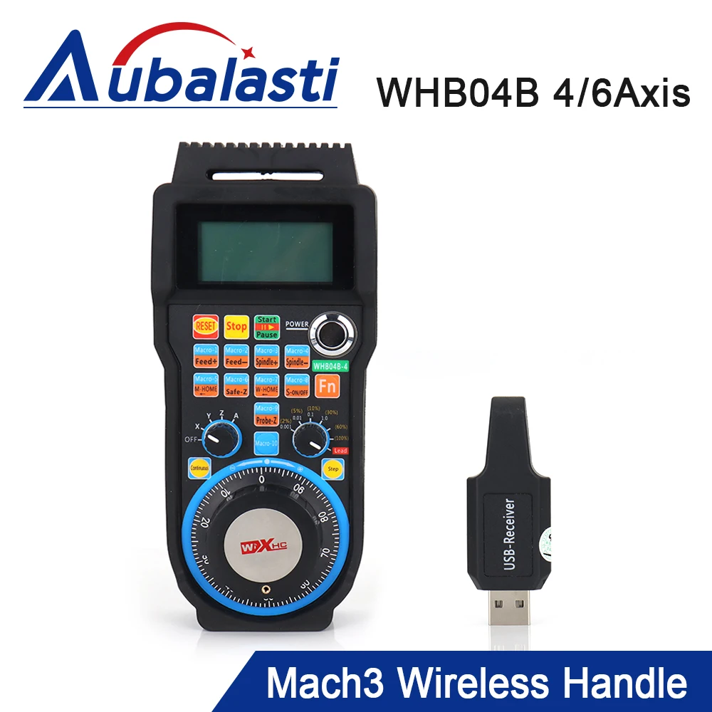 Aubalasti XHC CNC Mach3 Wireless Lathe Handwheel WHB04B MPG Pendant Handwheel 4axis 6axis USB Receiver for CNC Milling Machine