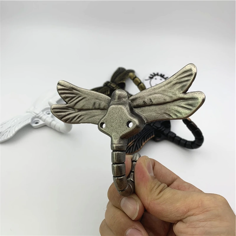 LCH Artistic Creative Dragonfly Shaped Clothes Hook Keys Holder Zinc Alloy Cabinet Pull Matt Silver Ancient Brass Finish