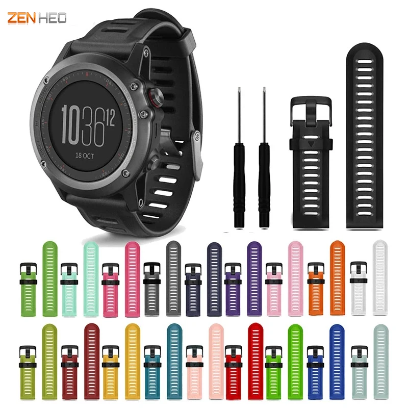 26mm Sports Silicone Strap for Garmin Fenix 3/3 HR Smart Watch Band for Garmin Fenix 5X Plus 6X 7X Pro