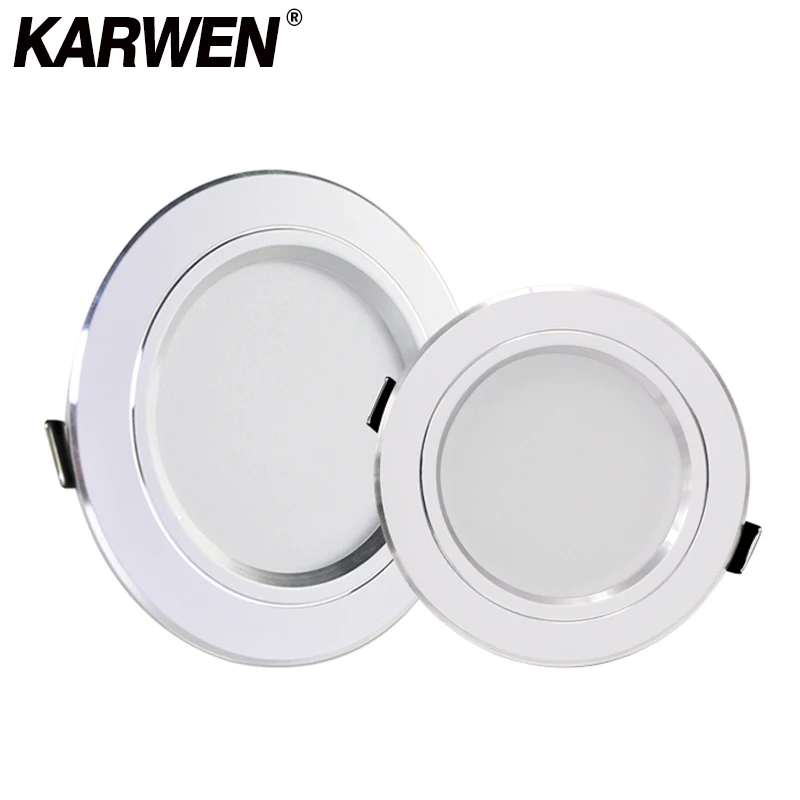 Karwen ledダウンライトac 220v 230v 240v 5 ワット 9 ワット 12 ワット 15 ワット 18 ワットシーリングライトホワイトボディledスポットライトリビングルームキッチン