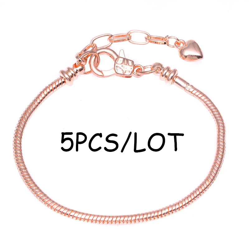 BAOPON 5 pièces/lot chaîne serpent fermoir de sécurité Bracelet fin européen adapté bricolage Bracelets porte-bonheur et Bracelets bijoux pour femmes et hommes cadeau