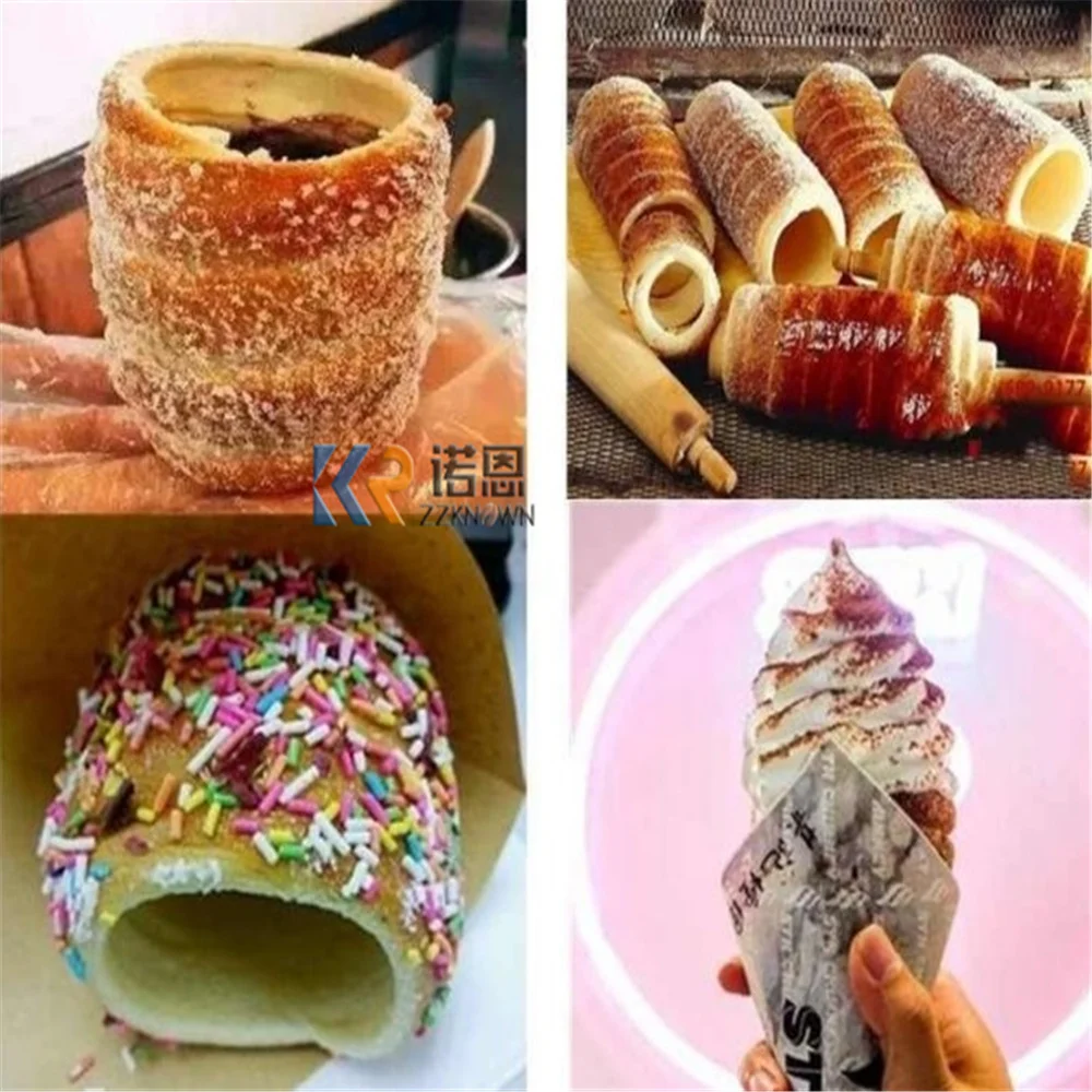 Electric Chimney Cake Roller Oven Chimney Bread Ring Baking Machine Ice Cream Cone Moulding Bakery Equipment