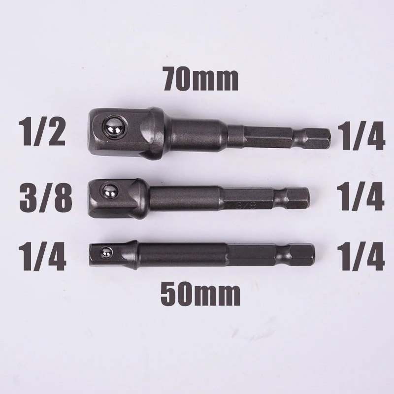 3-6pcs Set di adattatori per prese in acciaio al cromo vanadio codolo esagonale 1/4 "3/8" 1/2 "punte elicoidali Set di barre utensili elettrici con estensione a sfera