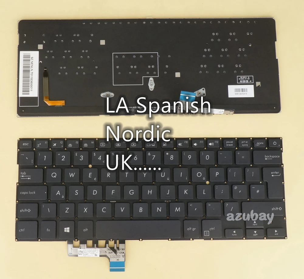 

UK Nordic Latin Spanish Keyboard For ASUS ZenBook 13 UX331FA UX331FAL UX331FN UX331UA UX331UN NSK-WN70U 0KNB0-262JUK00 Backlit