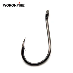 100C High Carbon Steel Fishhooks 50pcs/lot Black Barbed Offset Hook 1# 2# 3# 4# 5# 6# 7# 8# 9# 10# 12# Super Sharp Fishing Hook