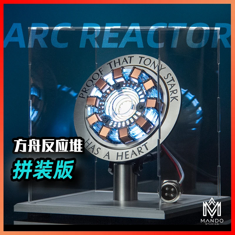 Mando Studio Super Hero 1:1 Arc Reactor Remote Control Led Light Ark Core Action Figure Model MK1 Diy Parts Model Toys