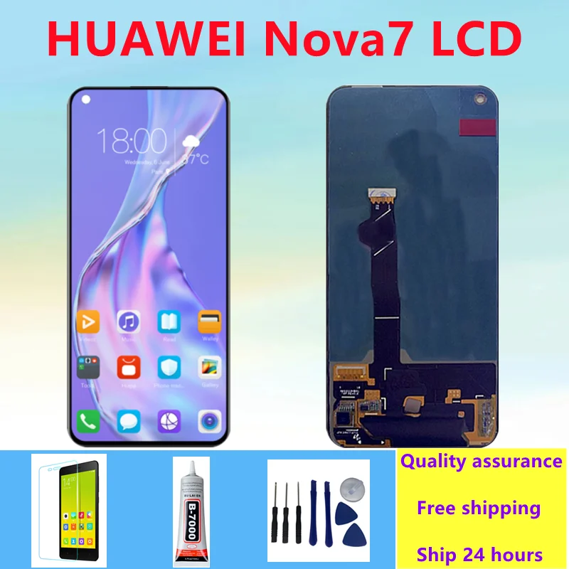 

Tested 6.53'' AMOLED For Huawei Nova 7 Nova7 LCD Display + Touch Screen Digitizer Assembly Parts For Huawei Honor 30 Honor30 LCD