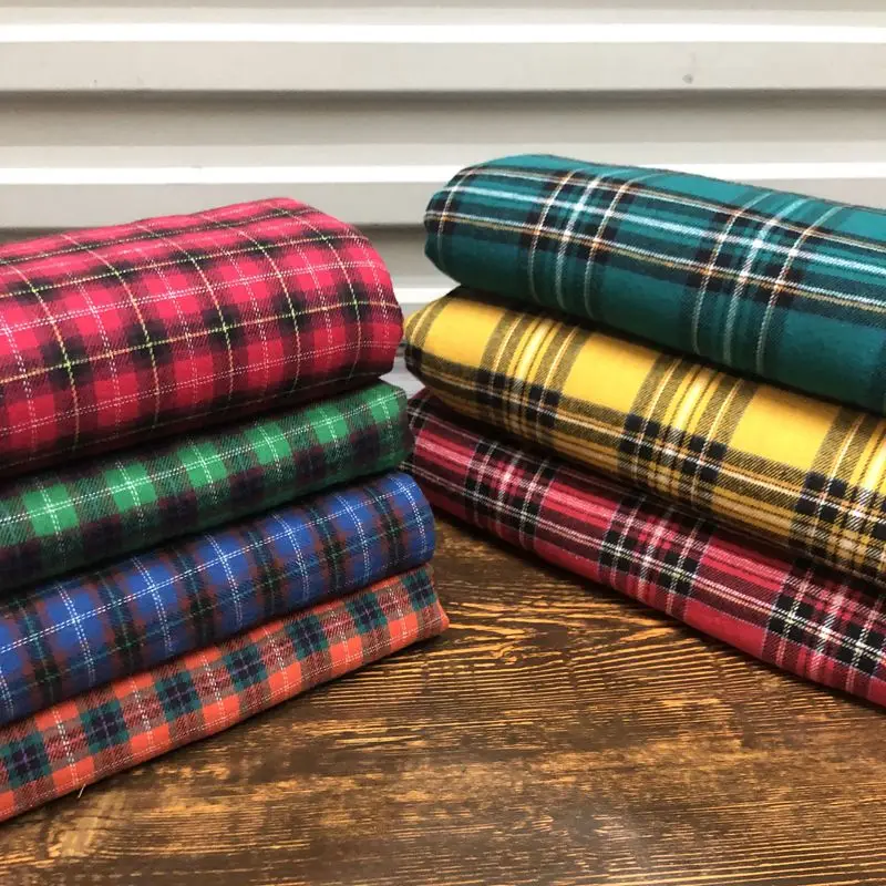 Fabric England College Style Scotland Red Classic Plaid Brushed Cotton DIY Cloth Clothes Fabric/1M