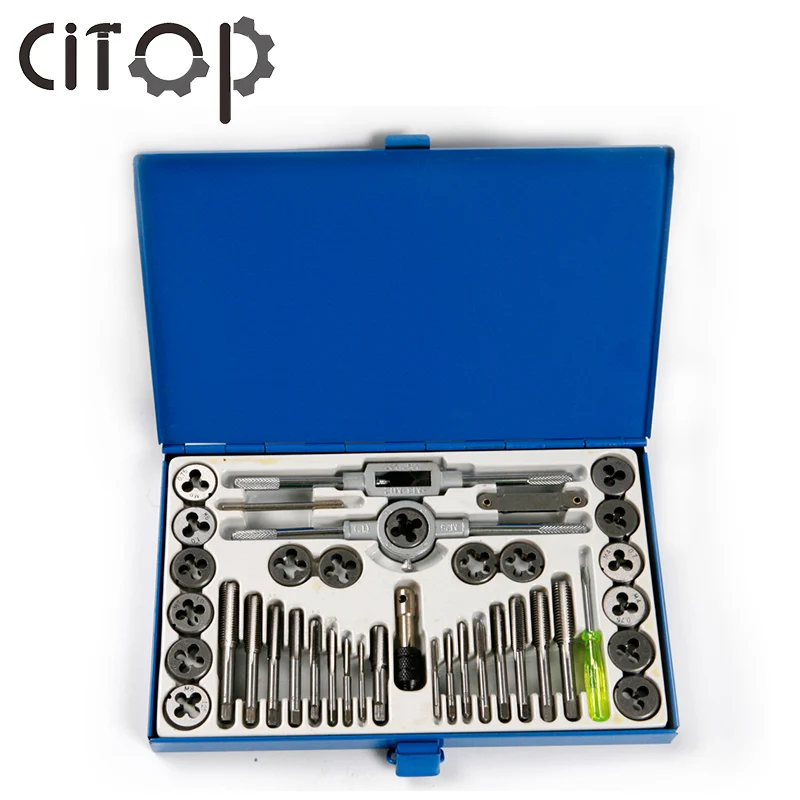 

Citop 40pcs/set Metric Thread Die Screw Thread Taps Tap Wrenches & Die Stocks Tooth Gauge Screwdriver Drill Bits Set DIY Tools